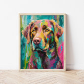 Chocolate Lab Portret Kleurrijke Abstracte Kunst Poster