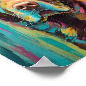 Chocolate Lab Portret Kleurrijke Abstracte Kunst Poster (Hoek)