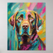 Chocolate Lab Portret Kleurrijke Abstracte Kunst Poster (Voorkant)