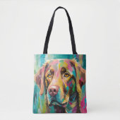 Chocolate Lab Portret Kleurrijke Abstracte Kunst Tote Bag (Voorkant)