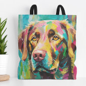 Chocolate Lab Portret Kleurrijke Abstracte Kunst Tote Bag