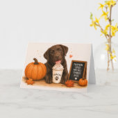 Chocolate Lab Pumpkin Spice Kaart (Gele Bloem)
