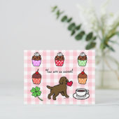 Chocolate Lab Puppy Heart Cartoon Briefkaart (Staand voorkant)