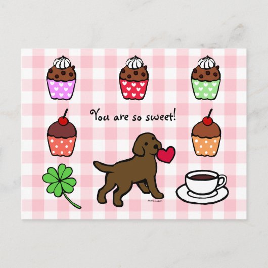 Chocolate Lab Puppy Heart Cartoon Briefkaart (Voorkant)
