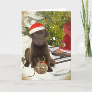 Chocolate Lab Puppy Kerst Kaarten