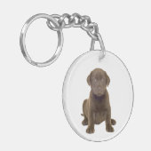 Chocolate Lab Puppy Sleutelhanger (Voorkant Links)