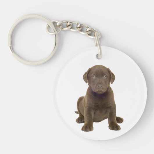 Chocolate Lab Puppy Sleutelhanger (Voorkant)