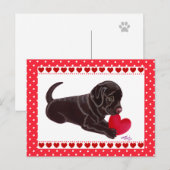 Chocolate Lab Puppy Valentijnsdag kaart (Voorkant / Achterkant)