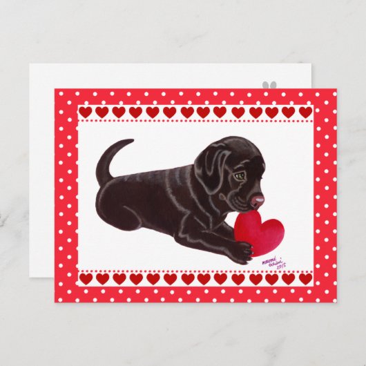 Chocolate Lab Puppy Valentijnsdag kaart (Voorkant / Achterkant)