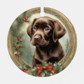 Chocolate Lab Puppy's Eerste Kerstmis Ornament (Achterkant)