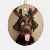 Chocolate Lab Reindeer Keramisch Ornament (Links)