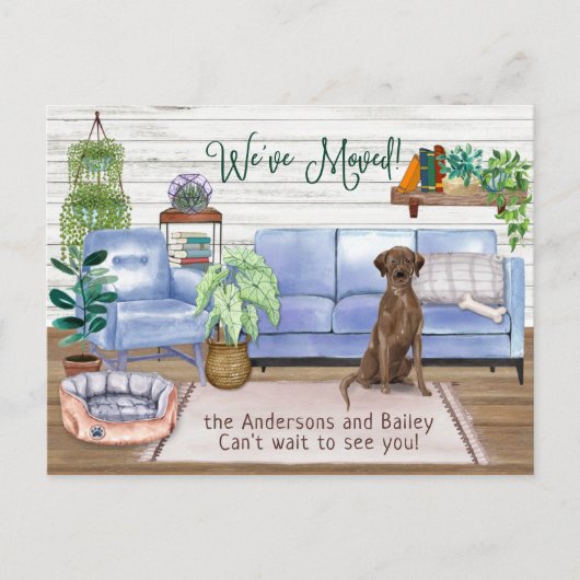 Chocolate Lab Retriever New Home Moving Aankondigingskaart (Voorkant)