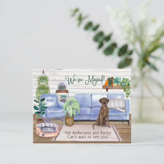 Chocolate Lab Retriever New Home Moving         Aankondigingskaart (Staand voorkant)