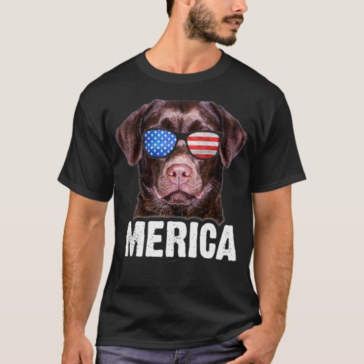 Chocolate Lab USA 4th juli Amerikaanse vlag T-shirt (Voorkant)
