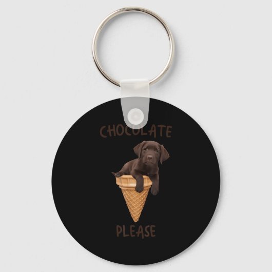 Chocolate Lab Waffle Cone Ice Cream Cute Labrador Sleutelhanger (Voorkant)