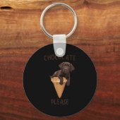Chocolate Lab Waffle Cone Ice Cream Cute Labrador Sleutelhanger (Voorkant)