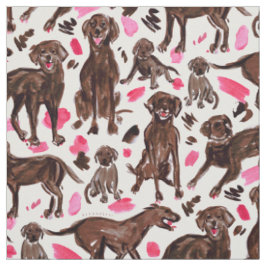 CHOCOLATE LAB Waterverf Labrador Retriever Dog Stof