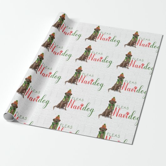 Chocolate Lab wikkelt Kerst Hondenliefhebber Cadeaupapier (Uitgerold)
