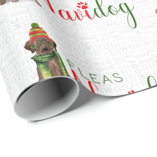 Chocolate Lab wikkelt Kerst Hondenliefhebber Cadeaupapier (Rol Hoek)