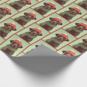 Chocolate Lab Winter Patroon Cadeaupapier (Hoek)
