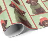 Chocolate Lab Winter Patroon Cadeaupapier (Rol Hoek)