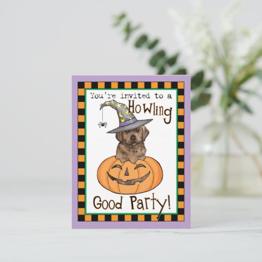 Chocolate Lab Witch Invitation (Staand voorkant)