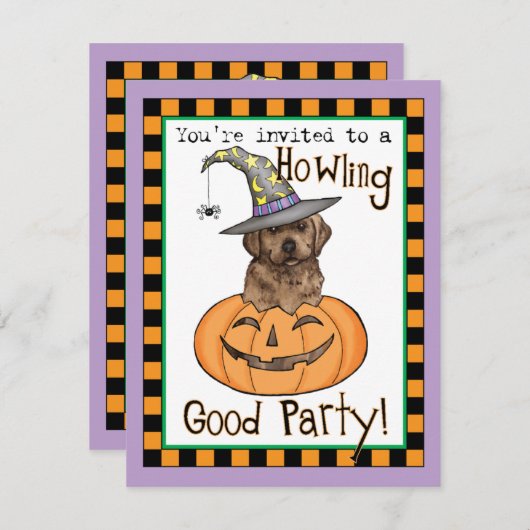 Chocolate Lab Witch Invitation (Voorkant / Achterkant)