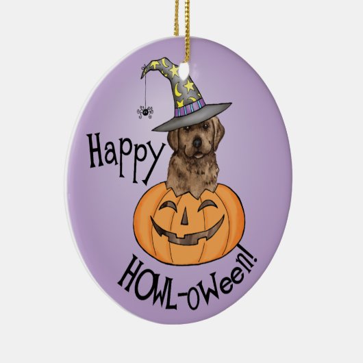 Chocolate Lab Witch Keramisch Ornament (Rechts)