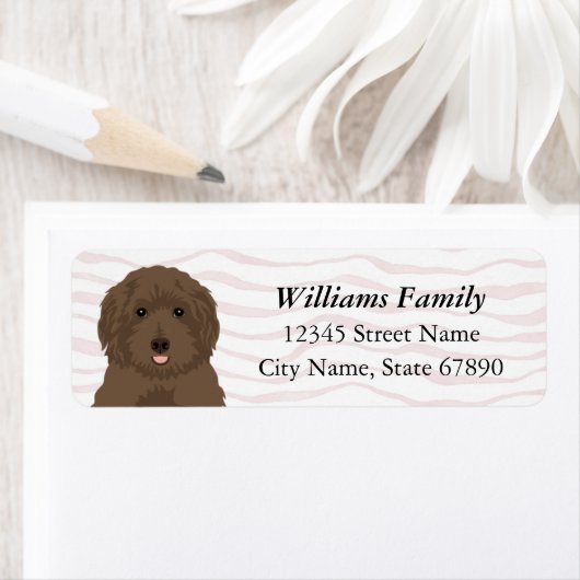 Chocolate Labradoedle Waves Return Address Labels (Insitu)