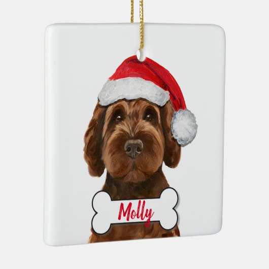 Chocolate Labradole / Chocolate Goldendole Cer Keramisch Ornament (Rechts)