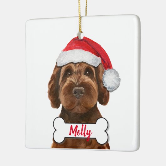 Chocolate Labradole / Chocolate Goldendole Cer Keramisch Ornament (Links)