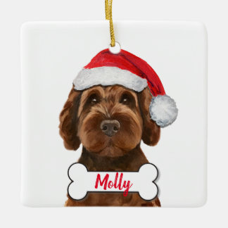 Chocolate Labradole / Chocolate Goldendole Cer Keramisch Ornament