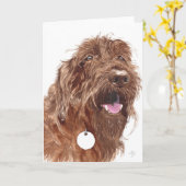 Chocolate Labradoodle #1 Greeting Card Kaart (Gele Bloem)