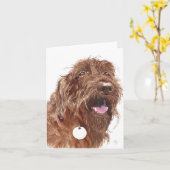 Chocolate Labradoodle #1 Notecards Kaart (Gele Bloem)