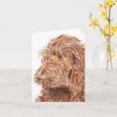 Chocolate Labradoodle #2 Notecard Kaart (Gele Bloem)