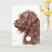 Chocolate Labradoodle Greeting Card Kaart (Gele Bloem)