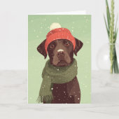 Chocolate Labradoodle Holiday Greeting Kaart (Voorkant)
