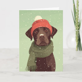 Chocolate Labradoodle Holiday Greeting Kaart
