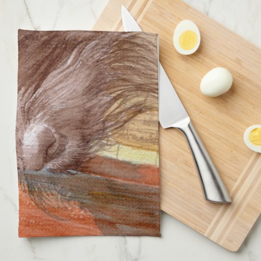 Chocolate Labradoodle Jackson Theedoek (Quarter Fold)