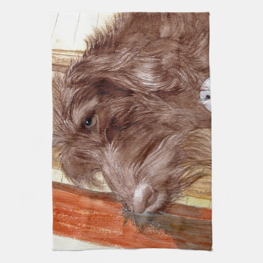 Chocolate Labradoodle Jackson Theedoek (Verticaal)