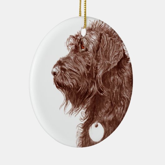 Chocolate Labradoodle Keramisch Ornament (Rechts)
