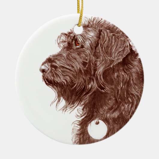 Chocolate Labradoodle Keramisch Ornament (Voorkant)