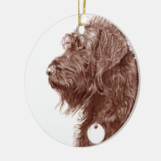 Chocolate Labradoodle Keramisch Ornament (Links)