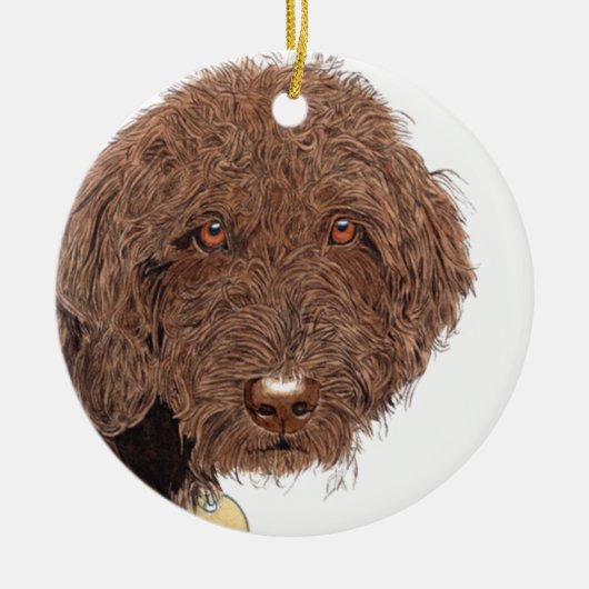 Chocolate Labradoodle Keramisch Ornament (Voorkant)
