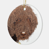 Chocolate Labradoodle Keramisch Ornament (Links)