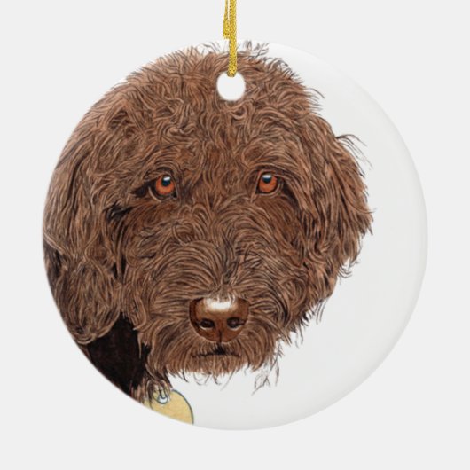 Chocolate Labradoodle Keramisch Ornament (Achterkant)