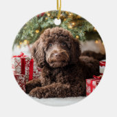 Chocolate Labradoodle Keramisch Ornament (Voorkant)