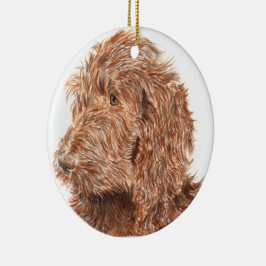Chocolate Labradoodle Keramisch Ornament (Rechts)