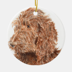 Chocolate Labradoodle Keramisch Ornament