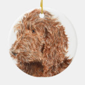 Chocolate Labradoodle Keramisch Ornament (Achterkant)